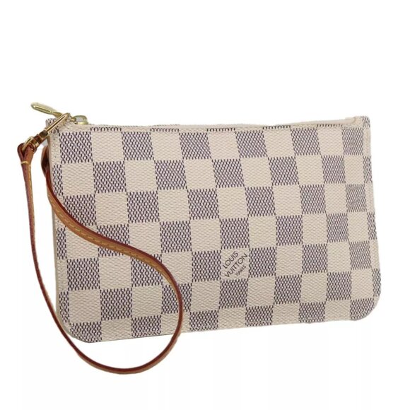 LOUIS VUITTON Damier Azur Neverfull PM Pouch Accessory Pouch LV Auth - Picture 1 of 15